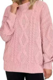 Solid Color Loose Round Neck Long Sleeved Sweater