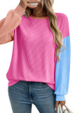 Round Neck Contrasting Long Sleeved Sweatshirt