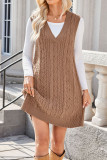Solid Color V-neck Sleeveless Vest Dress