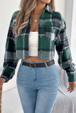 Lapel Plaid Printed Long Sleeved Sweater Jacket