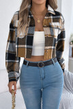 Lapel Plaid Printed Long Sleeved Sweater Jacket