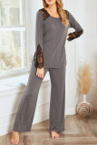 Round Neck Shirt Pants Pajama Two-piece Set