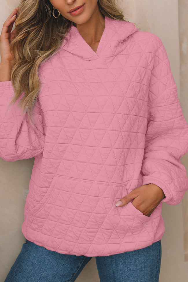 Solid Color Long Sleeved Hooded Sweatshirt