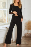 Round Neck Shirt Pants Pajama Two-piece Set
