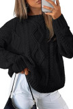 Solid Color Loose Round Neck Long Sleeved Sweater