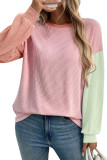 Round Neck Contrasting Long Sleeved Sweatshirt