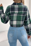 Lapel Plaid Printed Long Sleeved Sweater Jacket