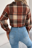 Lapel Plaid Printed Long Sleeved Sweater Jacket