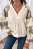 Plaid Printed Long Sleeved Hooded Sweatshirt