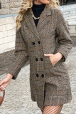 Checkered Suit Collar Long Sleeved Cardigan Windbreaker