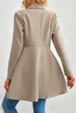 Solid Color Lapel Long Sleeve Wool Cardigan Coat