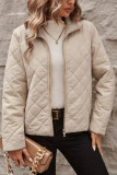 Solid Color Long Sleeved Lapel Diamond Patterned Jacket