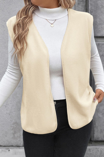 Large Size Solid Color Cardigan Sleeveless Vest