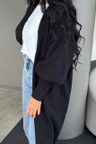 Solid Color Loose Long Sleeved Pocket Woolen Jacket