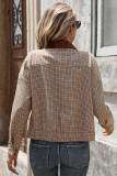 Retro Lapel Plaid Printed Long Sleeved Cardigan Jacket