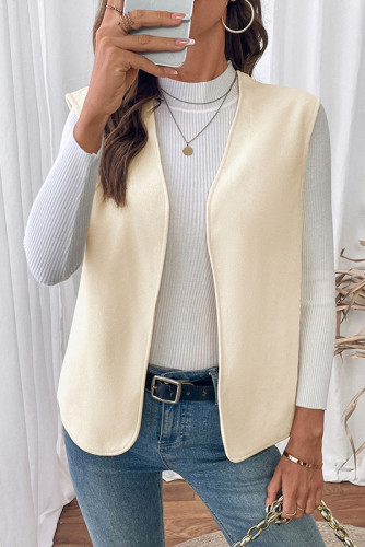 Large Size Solid Color Cardigan Sleeveless Vest
