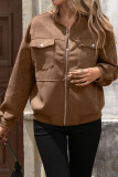 Baseball Collar British Fleece Retro Casual Cardigan Jacket