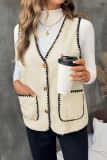 Fleece Solid Color V-neck Sleeveless Vest