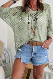 Large Size V-neck Bat Sleeve Knitted Sweater