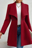 Solid Color Lapel Long Sleeve Wool Cardigan Coat