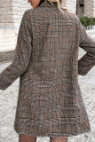 Checkered Suit Collar Long Sleeved Cardigan Windbreaker