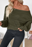 One Shoulder Striped Loose Long Sleeved Sweater