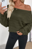 One Shoulder Striped Loose Long Sleeved Sweater