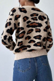 Retro Round Neck Leopard Print Long Sleeved Sweater