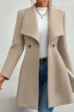 Solid Color Lapel Long Sleeve Wool Cardigan Coat