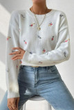 Round Neck Long Sleeved Jacquard Knitted Sweater
