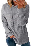 Waffle Solid Color Long Sleeved Hooded Sweatshirt