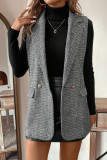 Lapel Sleeveless Woolen Cardigan Coat