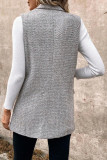 Lapel Sleeveless Woolen Cardigan Coat