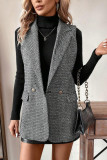 Lapel Sleeveless Woolen Cardigan Coat