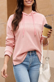 Waffle Solid Color Long Sleeved Hooded Sweatshirt