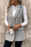 Lapel Sleeveless Woolen Cardigan Coat