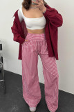 High Elastic Waist Checkered Printed Wide Leg Pants