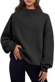 Half High Neck Loose Long Sleeved Solid Color Hoodie