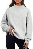 Half High Neck Loose Long Sleeved Solid Color Hoodie