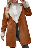 Long-sleeved Lapel Lined Thick and Warm Plush Coat