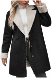 Long-sleeved Lapel Lined Thick and Warm Plush Coat