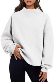Half High Neck Loose Long Sleeved Solid Color Hoodie