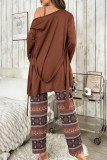 Ethnic Style Long Sleeved Pants Pajamas Three Piece Set