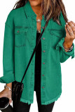 Lapel Long Sleeved Solid Color Denim Jacket
