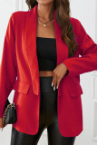 Solid Color Lapel Long Sleeved Suit Jacket