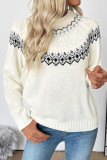 Long Sleeved Round Neck Jacquard Knitted Sweater