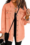 Lapel Long Sleeved Solid Color Denim Jacket