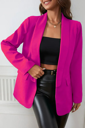 Solid Color Lapel Long Sleeved Suit Jacket
