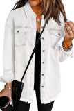Lapel Long Sleeved Solid Color Denim Jacket
