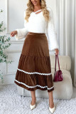 Velvet Elastic Waist Ruffle Skirt